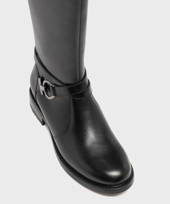 Bottes cavalières en cuir à zip et élastiques femme - Tanéo vue6 - TANEO - GEMO