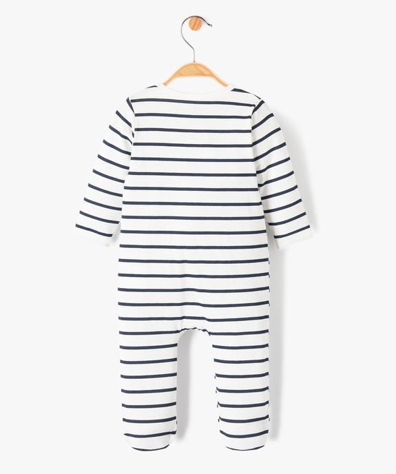 Pyjama en coton rayé pressionné devant bébé vue4 - GEMO(BB COUCHE) - GEMO