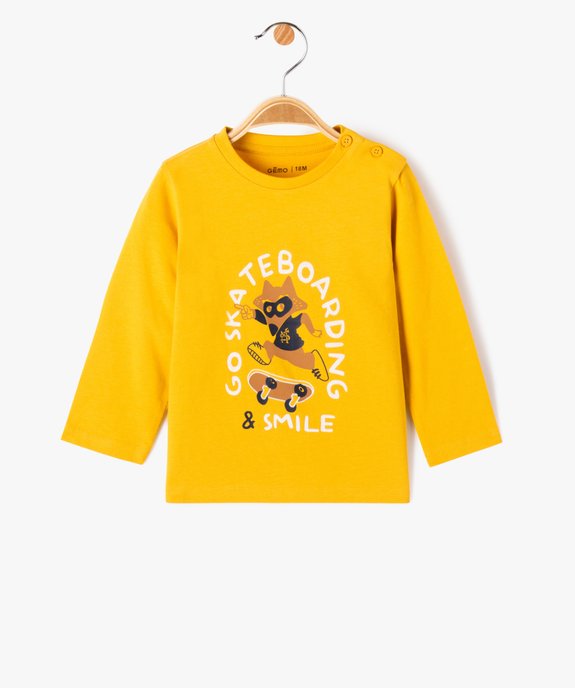 Tee-shirt imprimé à manches longues en coton bébé garçon vue1 - GEMO(BEBE DEBT) - GEMO