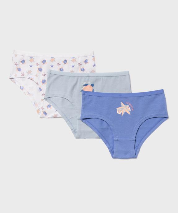 Shorties en coton stretch motifs marins fille (lot de 3) vue1 - GEMO 4G FILLE - GEMO