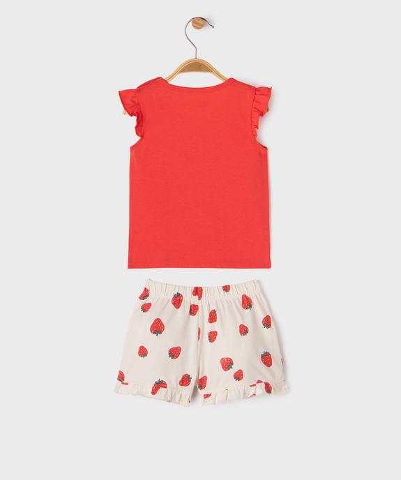 Pyjashort 2 pièces à motifs fraises bébé fille vue6 - GEMO 4G BEBE - GEMO