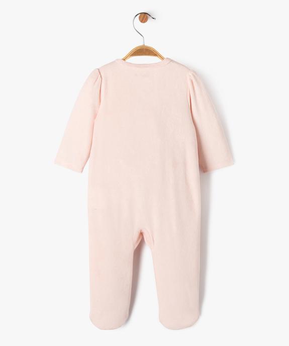 Pyjama en velours ouvert devant avec motif licorne bébé fille vue4 - GEMO(BB COUCHE) - GEMO