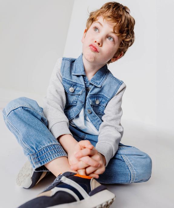 Blouson en jean avec manches sweat garçon vue1 - GEMO 4G GARCON - GEMO