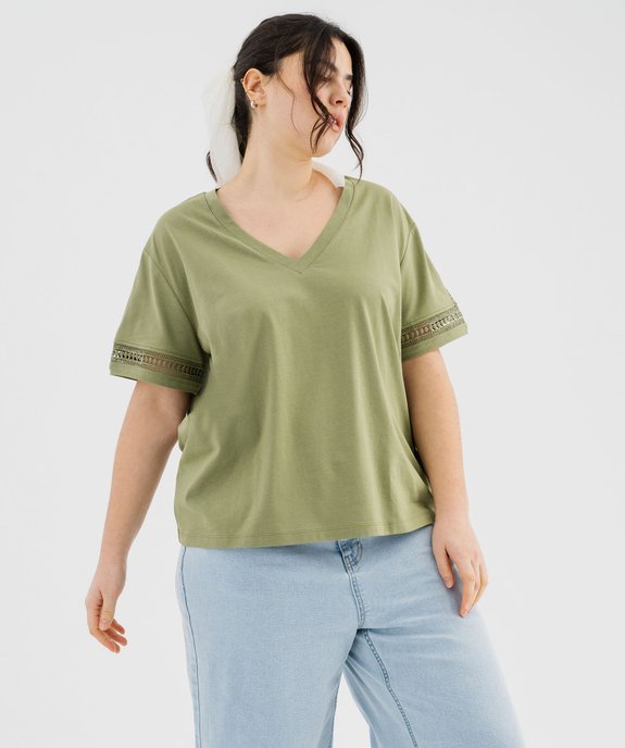 Tee-shirt manches courtes avec détails brodés femme grande taille vue4 - GEMO 4G GT - GEMO