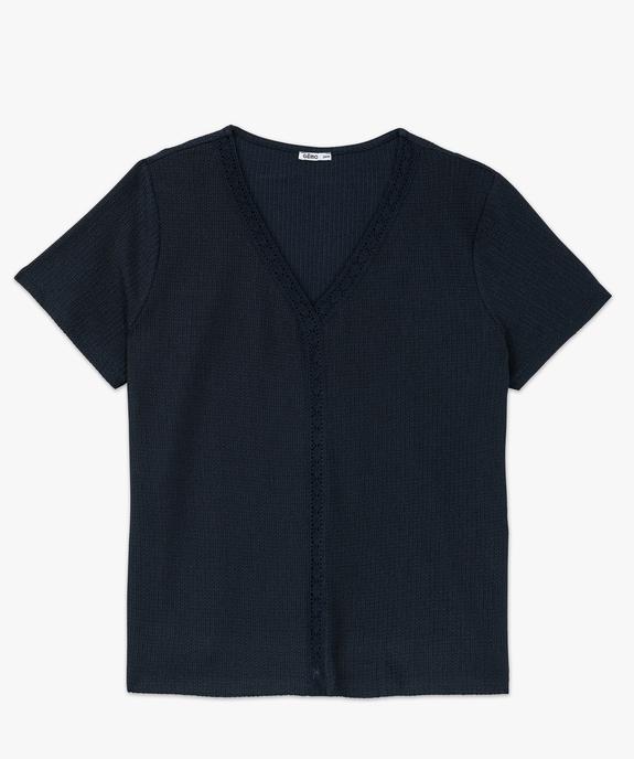 Tee-shirt à manches courtes et col V femme grande taille vue4 - GEMO (G TAILLE) - GEMO