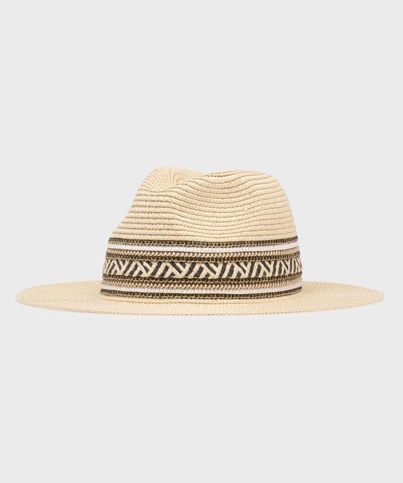Chapeau en paille de papier avec bandes tressées femme vue1 - GEMO (ACCESS) - GEMO