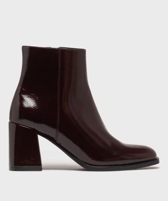 Boots vernis avec bout carré et talon flare femme - Follow Me vue2 - FOLLOW ME - GEMO