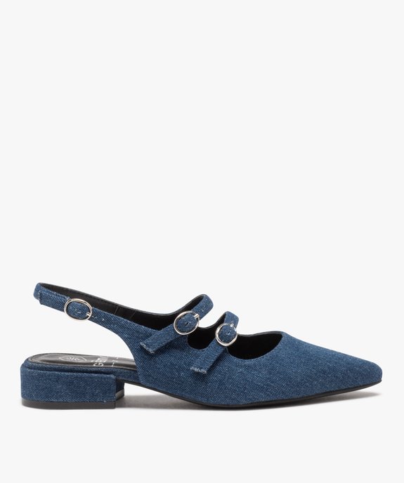 Ballerines femme unies en denim à brides et bout pointu  vue2 - GEMO(URBAIN) - GEMO