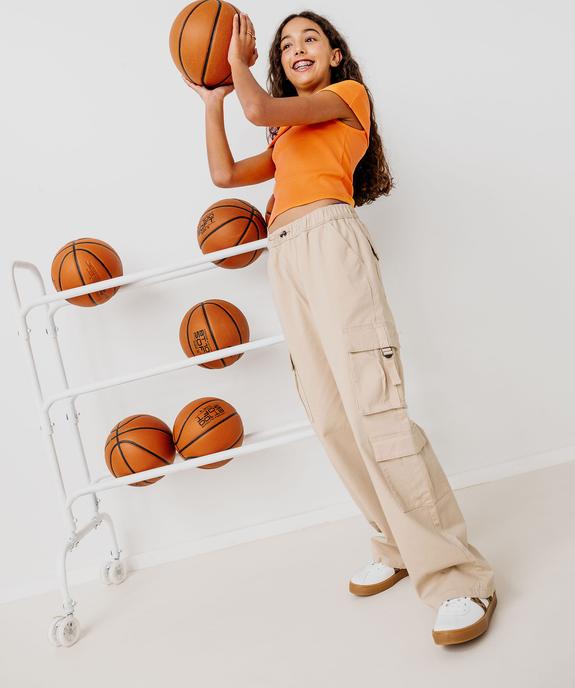 Tee-shirt sans manches à col bardot en maille côtelée fille vue2 - GEMO 4G FILLE - GEMO