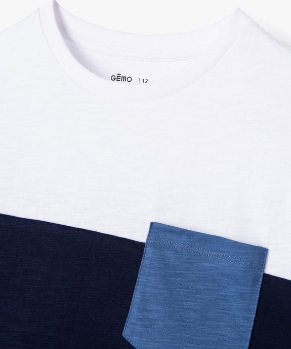 Tee-shirt bicolore à poche garçon vue3 - GEMO 4G GARCON - GEMO