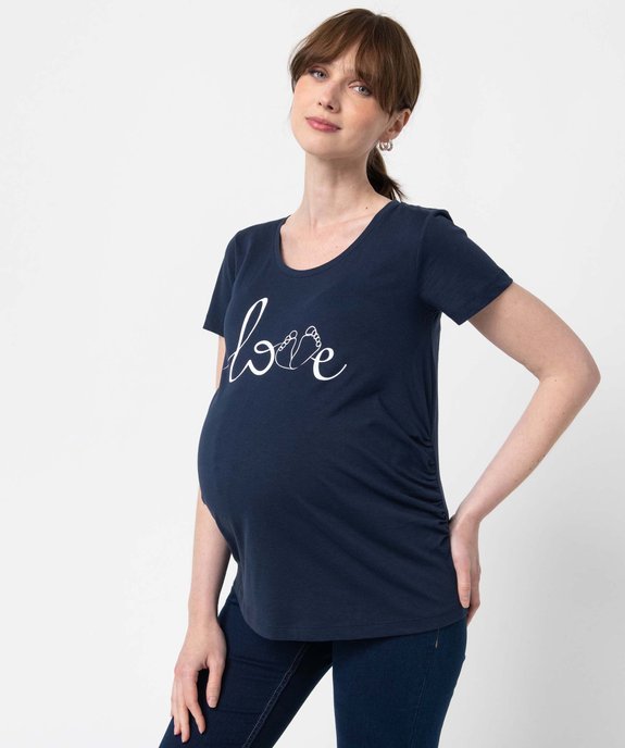 Tee-shirt de grossesse imprimé à manches courtes vue1 - GEMO 4G MATERN - GEMO