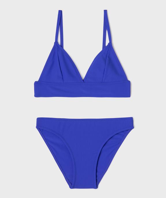 Maillot de bain 2 pièces en maille côtelée unie fille vue1 - GEMO (JUNIOR) - GEMO