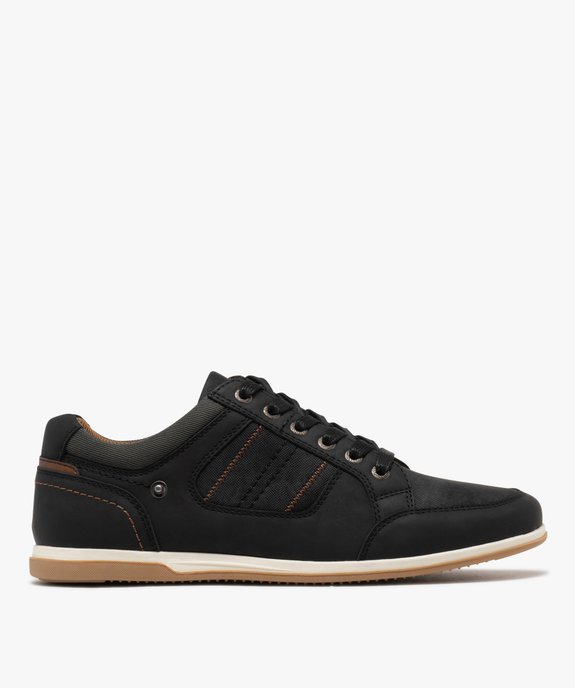 Baskets basses à lacets et jeu de matières homme vue2 - URBAN STEPS - GEMO