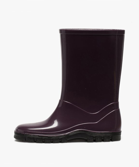 Bottes de pluie fille unies à semelle crantée contrastante vue3 - GEMO (ENFANT) - GEMO