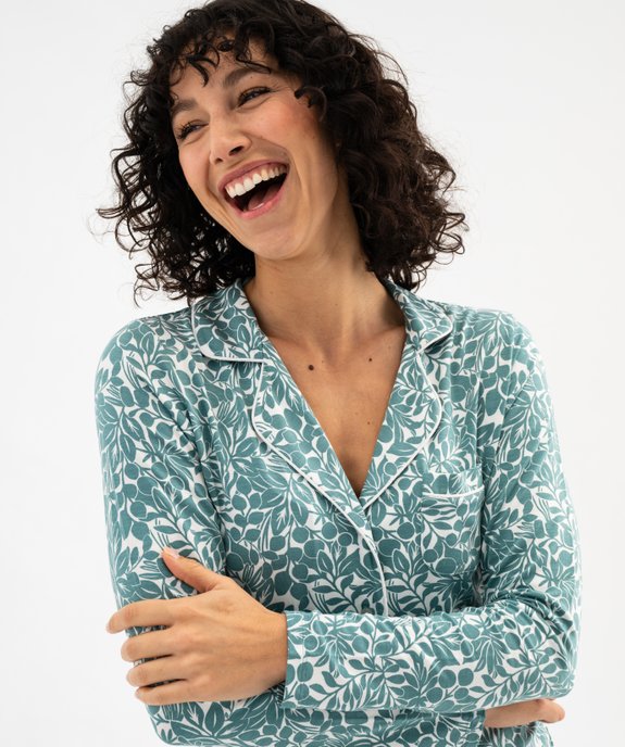 Pyjama deux pièces en viscose femme : chemise et pantalon vue4 - GEMO 4G FEMME - GEMO