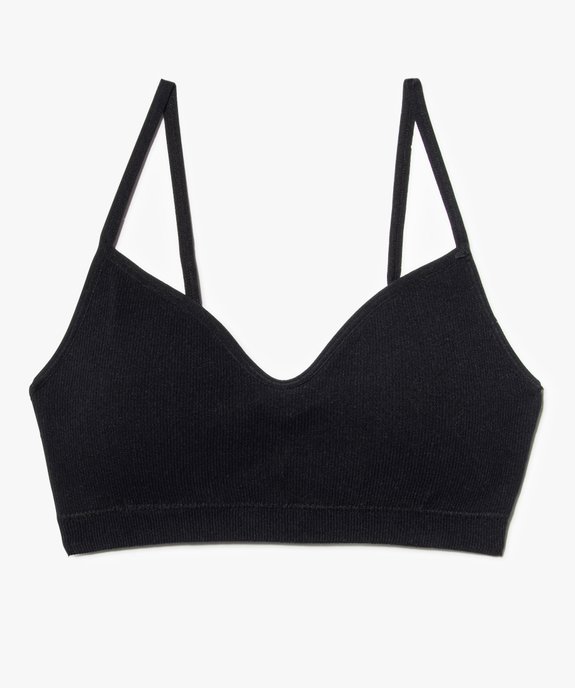 Brassière à fines bretelles en maille côtelée avec mousses amovibles fille vue1 - GEMO (JUNIOR) - GEMO
