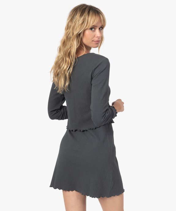 Haut de pyjama façon crop top à boutons - LuluCastagnette vue3 - LULUCASTAGNETTE - GEMO