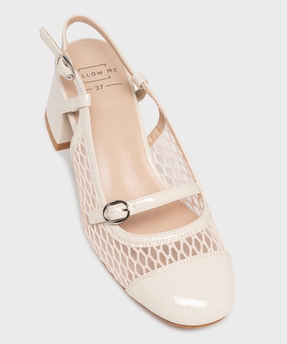 Escarpins slingback en tulle et matière vernie femme - Follow Me vue6 - FOLLOW ME - GEMO