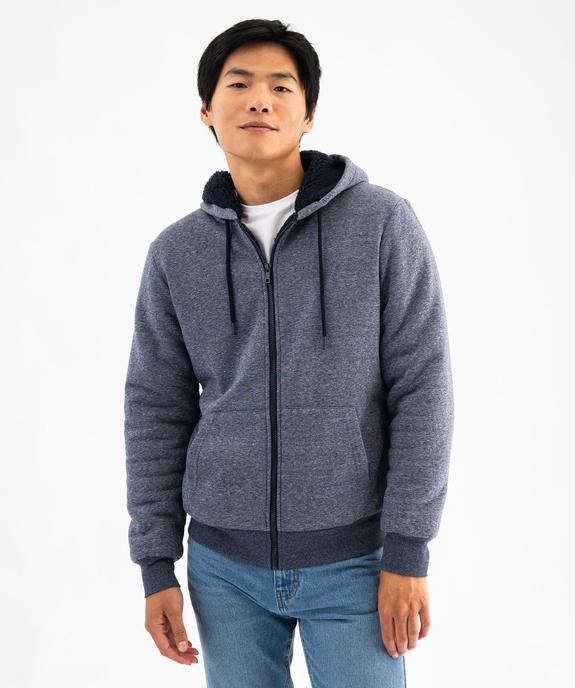 Sweat zippé à capuche avec doublure sherpa homme vue1 - GEMO (HOMME) - GEMO