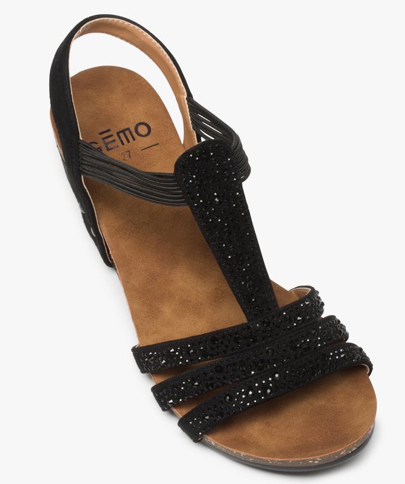 Sandales femme compensées à brides strass élastiquées vue5 - VALENTINA BALDA - GEMO