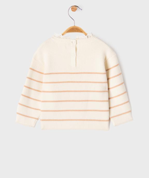 Pull rayé avec col en dentelle bébé fille - LuluCastagnette vue4 - LULU CASTAGNETTE GEMO FOR GOOD - GEMO