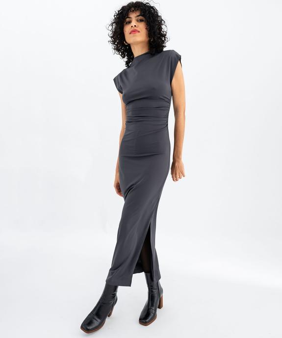 Robe longue en microfibre à manches courtes femme  vue1 - GEMO(FEMME PAP) - GEMO