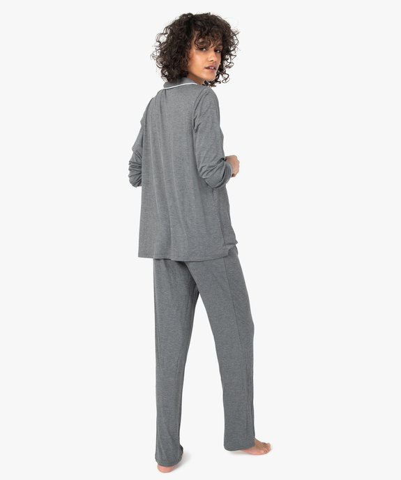 Pyjama deux pièces en viscose femme : chemise et pantalon vue3 - GEMO 4G FEMME - GEMO
