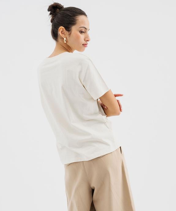 Tee-shirt manches courtes et col rond motif coquillage femme vue3 - GEMO 4G FEMME - GEMO