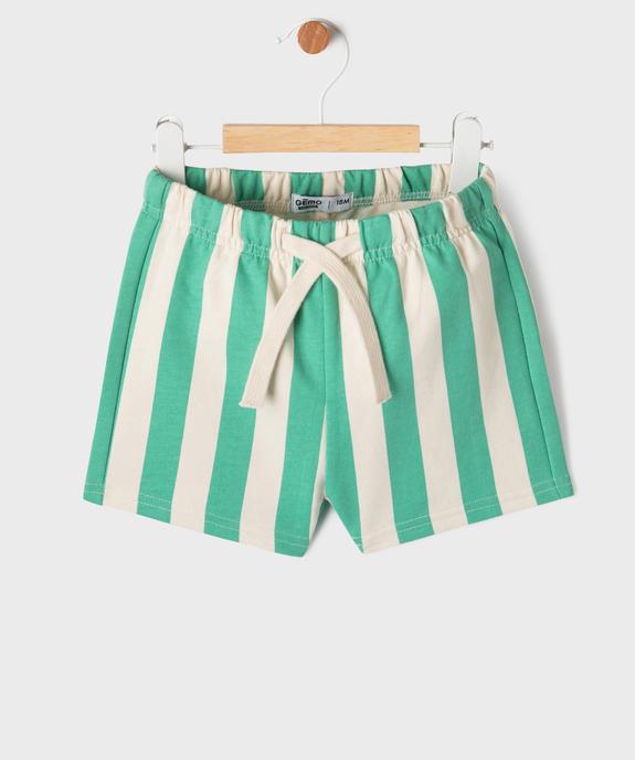 Short rayé en maille French Terry bébé garçon vue1 - GEMO(BEBE DEBT) - GEMO