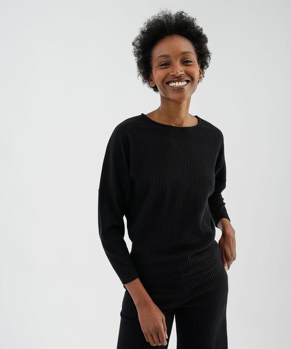 Haut de pyjama en maille côtelée femme vue6 - GEMO 4G FEMME - GEMO