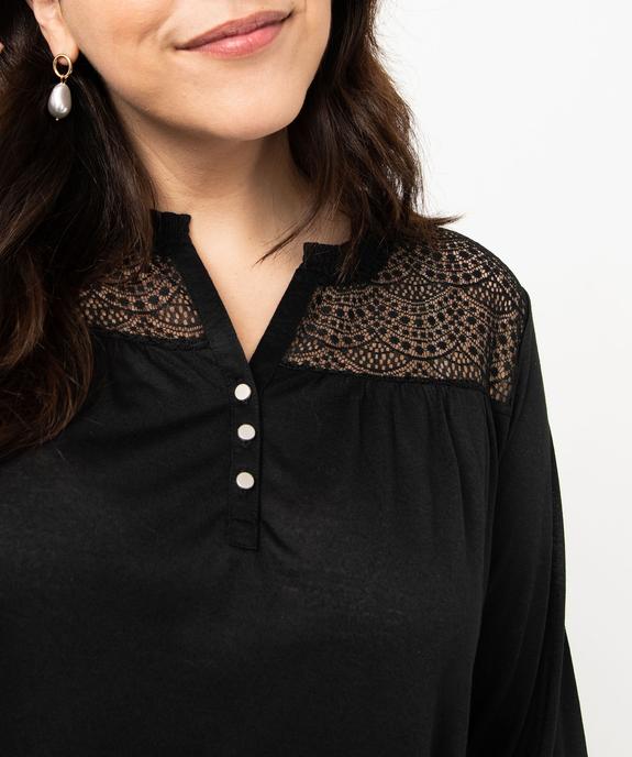 Tee-shirt droit manches 3/4 à col boutonné femme grande taille vue2 - GEMO 4G GT - GEMO