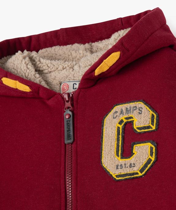 Sweat à capuche zippé doublure sherpa garçon - Camps United vue2 - CAMPS - GEMO