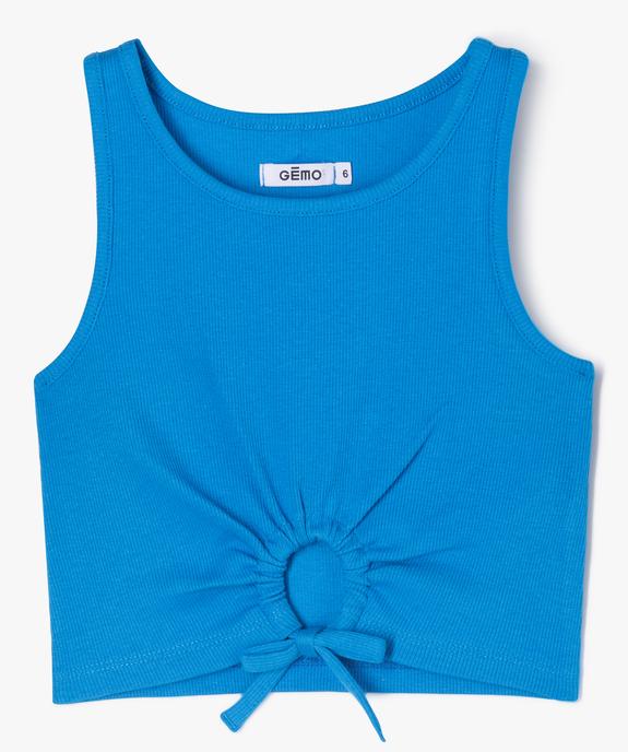 Débardeur en maille côtelée coupe courte avec ouverture sur le ventre fille vue1 - GEMO 4G FILLE - GEMO