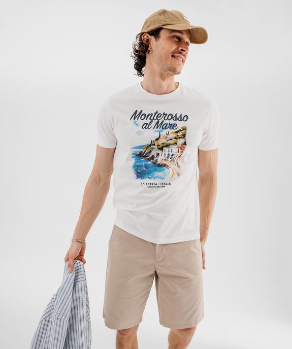 Tee-shirt manches courtes en jersey de coton imprimé homme vue2 - GEMO 4G HOMME - GEMO
