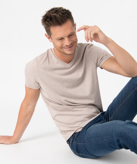 Tee-shirt à manches courtes et col V homme vue1 - GEMO 4G HOMME - GEMO