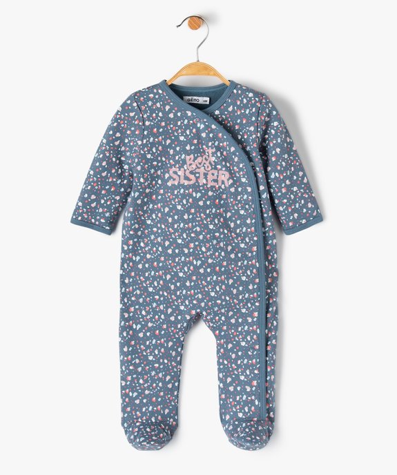 Pyjama bébé fille en jersey terrazzo ouverture devant  vue1 - GEMO(BB COUCHE) - GEMO
