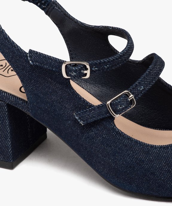 Escarpins femme unis à talon et bout carré avec brides à boucle vue6 - GEMO(URBAIN) - GEMO