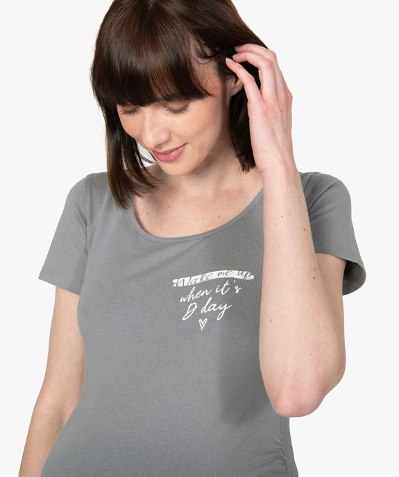Tee-shirt de grossesse imprimé avec grand col rond vue2 - GEMO (MATER) - GEMO