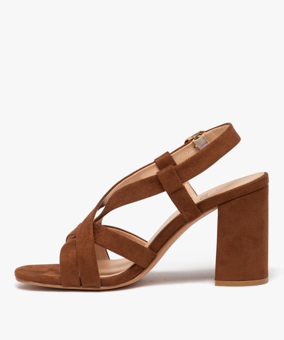 Sandales femmes à talon haut en suédine et brides croisées vue4 - GEMO(URBAIN) - GEMO