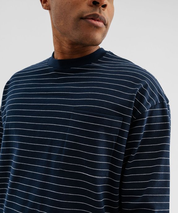 Tee-shirt manches longues à rayures homme vue2 - GEMO (HOMME) - GEMO