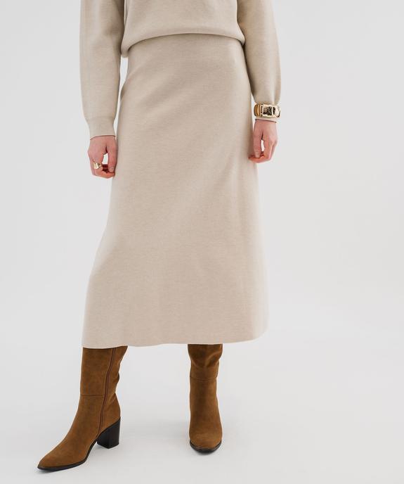 Jupe longue en maille tricotée femme vue2 - GEMO 4G FEMME - GEMO