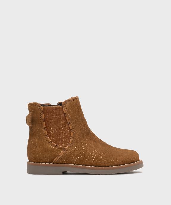 Chelsea boots pailletées en cuir suédé fille - Tanéo vue1 - TANEO - GEMO