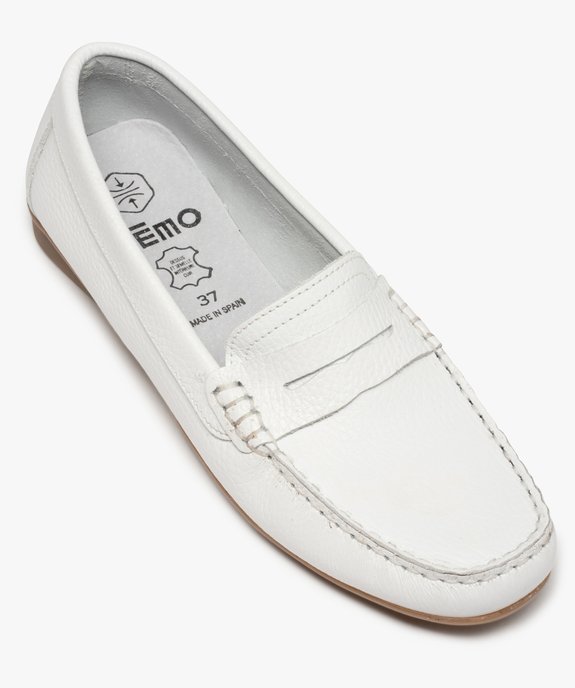 Mocassins femme souples dessus cuir uni à talon plat vue5 - GEMO (CASUAL) - GEMO