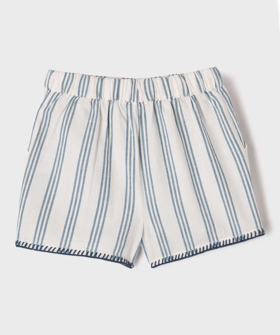 Short large en coton et lin fille vue5 - GEMO (ENFANT) - GEMO
