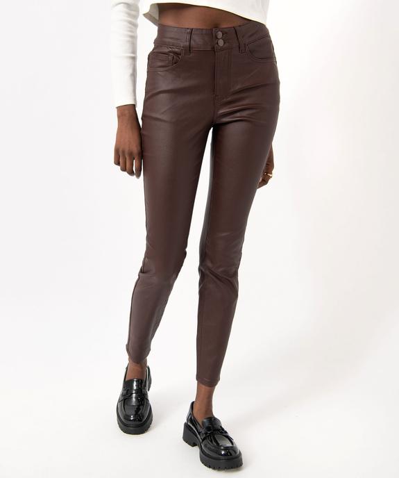 Pantalon enduit taille haute coupe skinny push-up femme vue1 - GEMO 4G FEMME - GEMO