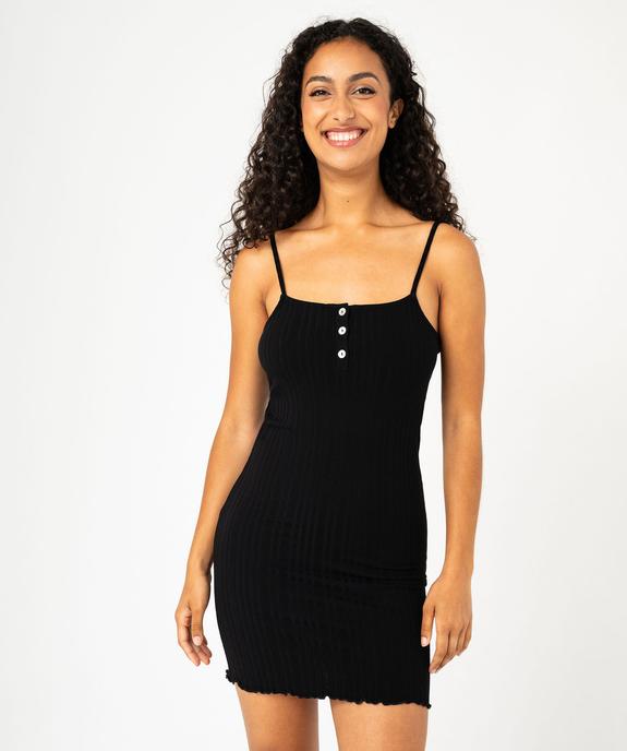 Nuisette à bretelles en maille côtelée ajustée femme vue1 - GEMO(HOMWR FEM) - GEMO