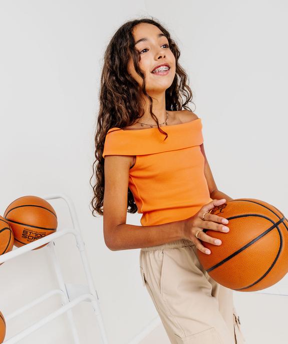 Tee-shirt sans manches à col bardot en maille côtelée fille vue6 - GEMO 4G FILLE - GEMO