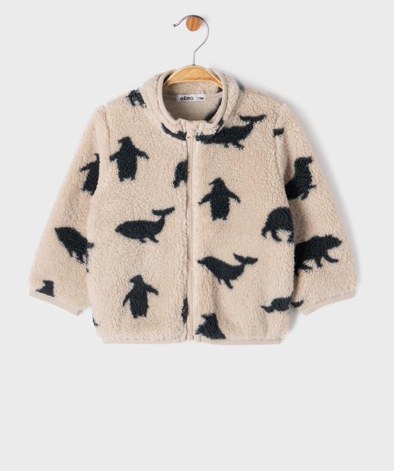 Sweat zippé en sherpa imprimé bébé garçon vue2 - GEMO(BEBE DEBT) - GEMO