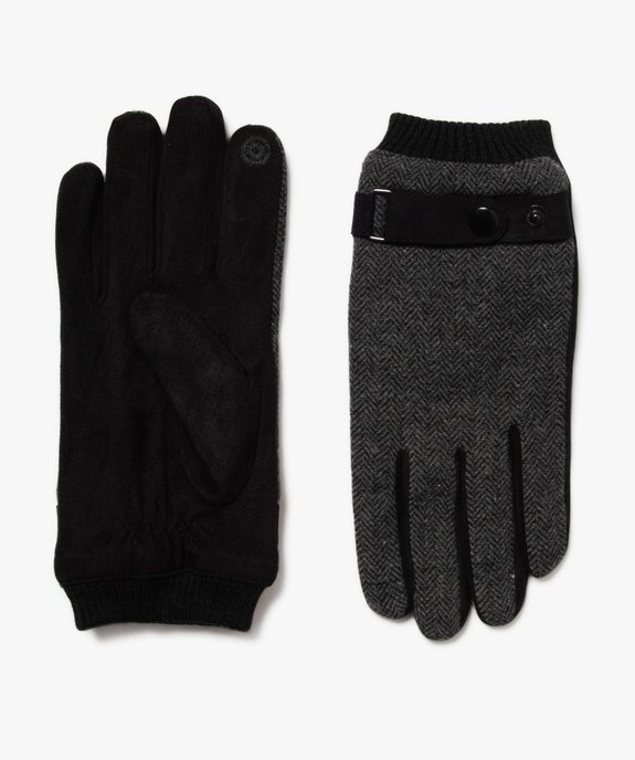 Gants tactiles pour homme à motifs chevrons vue1 - GEMO (HOMME) - GEMO
