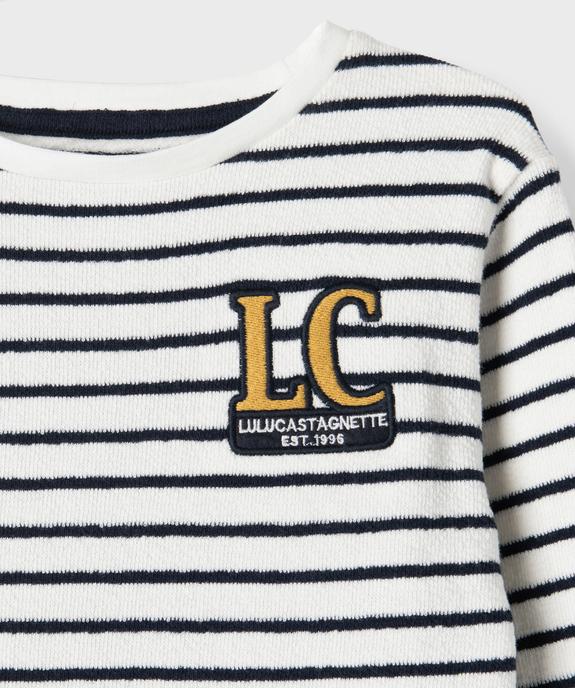 Tee-shirt manches longues rayé en éponge 100% coton garçon - LuluCastagnette vue3 - LULUCASTAGNETTE - GEMO